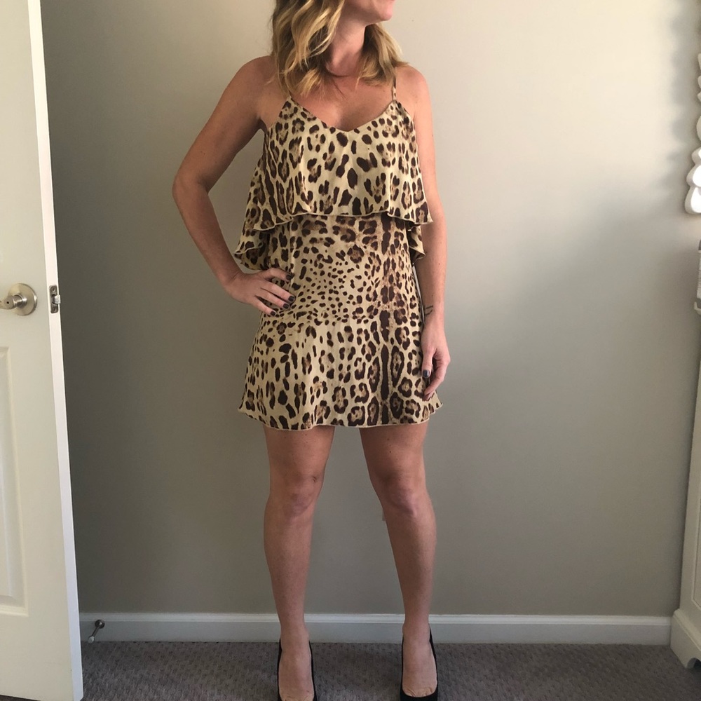 Blu moon silky leopard dress